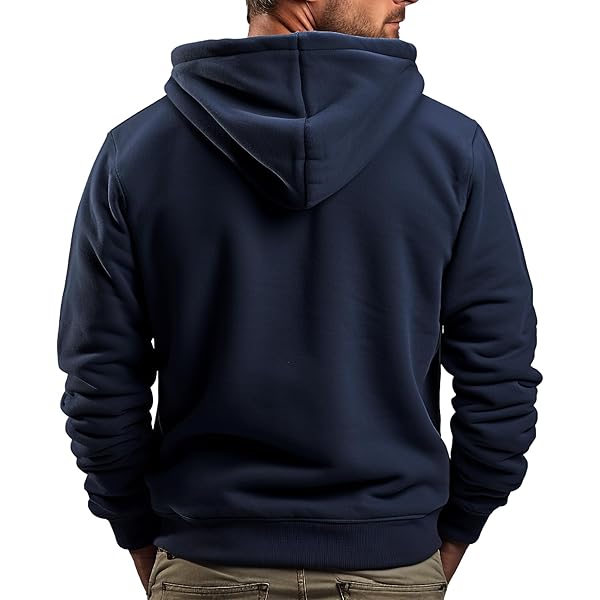 Navy Full-Zip Hooded Sweatshirt with Fleece Lining